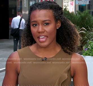 Janai's brown ruffle sleeveless dress on Good Morning America