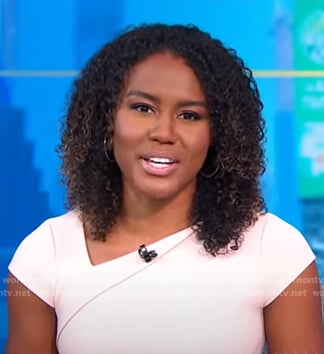 Janai's pink asymmetric neck dress on Good Morning America