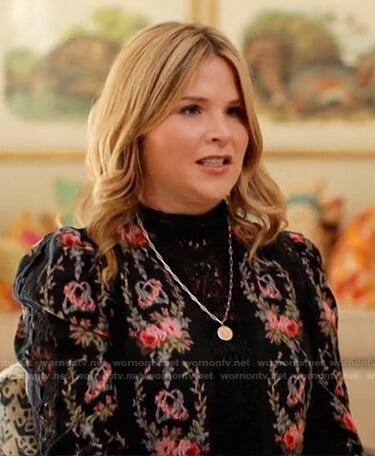 Jenna's black floral lace inset blouse on Today