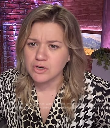 Kelly's mixed print blouse on The Kelly Clarkson Show