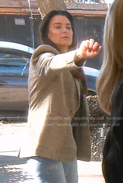 Kyle's beige mixed plaid blazer on The Real Housewives of Beverly Hills