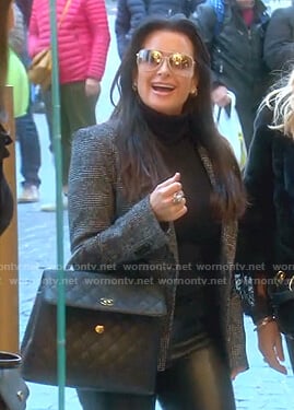 Kyle's grey plaid blazer and sunglasses on The Real Housewives of Beverly Hills