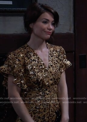 Elizabeth's metallic leopard maxi dress on General Hospital