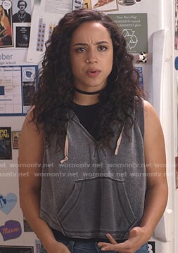 Moe's grey sleeveless cropped hoodie on Trinkets