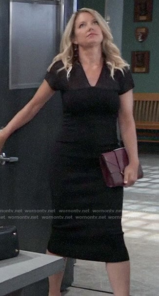Nina's black mesh panel sheath dress on General Hospital