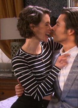 Sarah's black striped cropped top on Days of our Lives