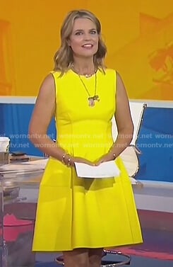 Savannah's yellow sleeveless flare dress on Today