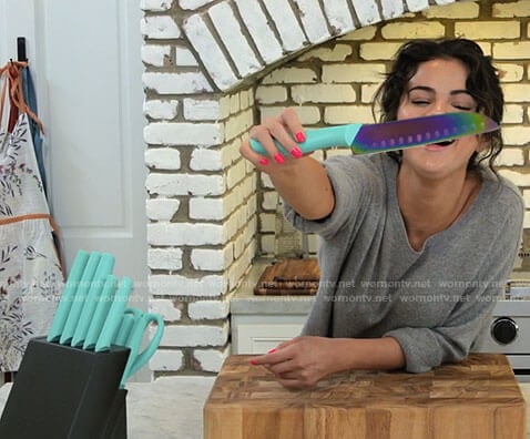 Selena Gomez's turquoise knife set on Selena + Chef