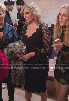 Sonja's black lace scalloped dress on The Real Housewives of New York City