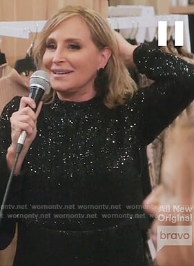 Sonja's black sequin maxi dress on The Real Housewives of New York City