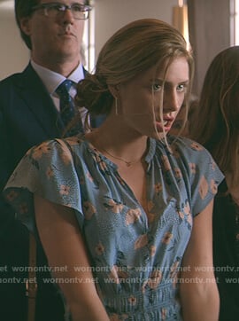 Sterling's blue floral dress on Teenage Bounty Hunters