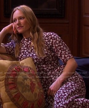 Abigail's red floral midi dress on Days of our Lives