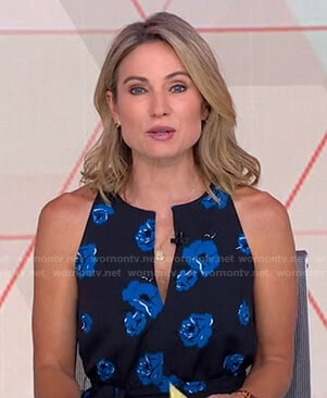 Amy's black and blue floral dress on Good Morning America