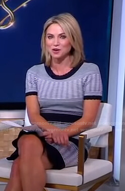Amy's black striped scalloped dress on Good Morning America