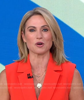 Amy's orange sleeveless blazer on Good Morning America