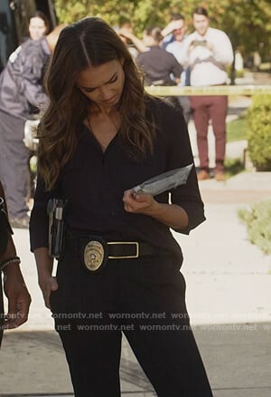 Nancy's check pants and belt on LA's Finest
