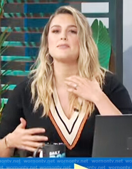 Carissa's contrast v-neck sweater on E! News Daily Pop