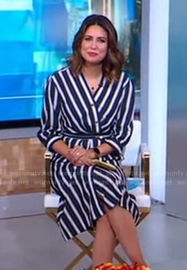 Cecilia's black striped v-neck dress on Good Morning America