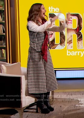 Drew's houndstooth vest and pants on The Drew Barrymore Show