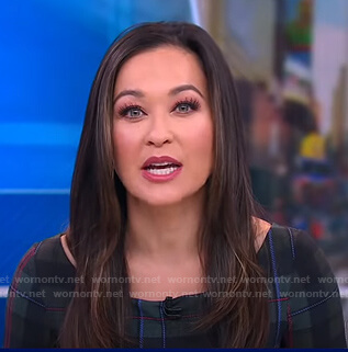 Eva's plaid belted dress on Good Morning America