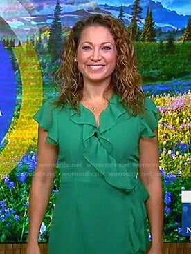 Ginger's green ruffle wrap dress on Good Morning America