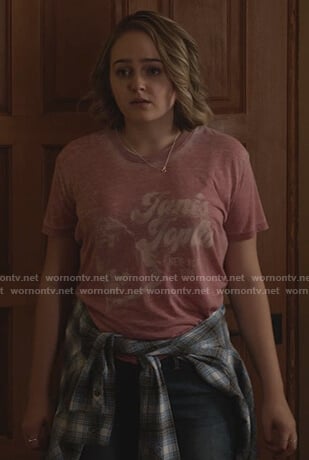 Izzy's pink Janis Joplin tee on LA's Finest