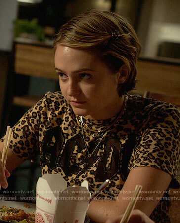 Izzy's leopard AC/DC tee on LA's Finest