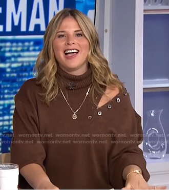 Jenna's brown buttoned cutout sweater on Today