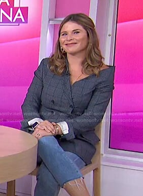Jenna's grey check one-shoulder blazer on Today