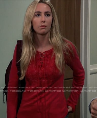 Josslyn's red lace up top on General Hospital