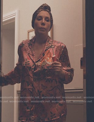 Katherine's pink tiger print pajamas on The Duchess