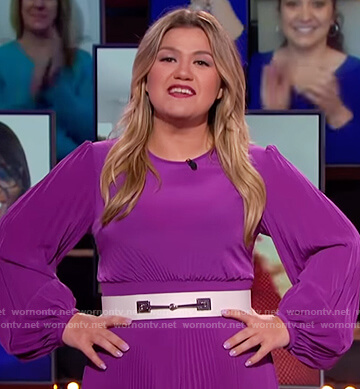 Kelly's purple pleated maxi dress on The Kelly Clarkson Show