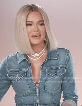 Kourtney's denim zip jumpsuit on Keeping Up with the Kardashians