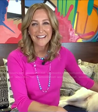 Lara's pink three quarter sleeve sweater on Good Morning America