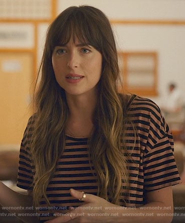 Maggie's striped tee on The High Note