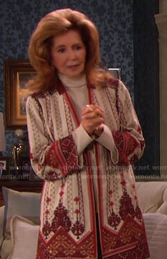 Maggie's white and red embroidered jacket on Days of our Lives