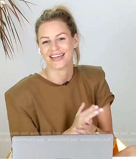 Morgan's khaki shoulder padded tee dress on E! News Daily Pop