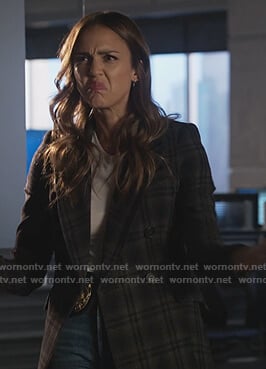 Nancy's black plaid double breasted blazer on LA's Finest