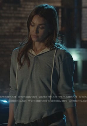 Nancy's gray henley hoodie on LA's Finest