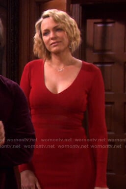 Nicole's red v-neck sheath dress on Days of our Lives