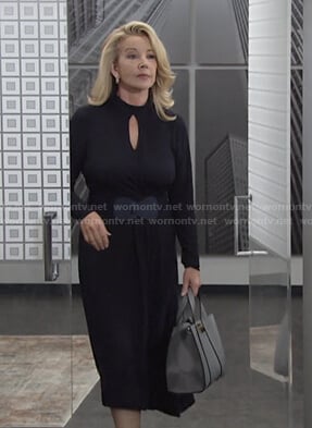 Nikki's navy keyhole midi dress on The Young and the Restless