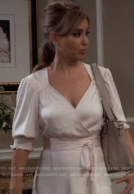 Olivia's pink satin wrap dress on General Hospital