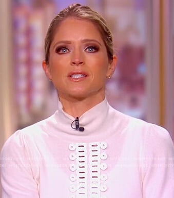 Sara's white lace trim turtleneck sweater on The View