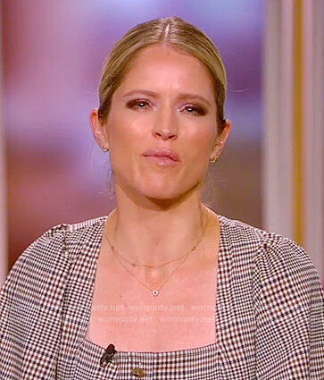 Sara's plaid square neck dress on The View