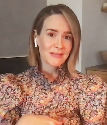 Sarah's floral ruffle neck dress on Live with Kelly and Ryan