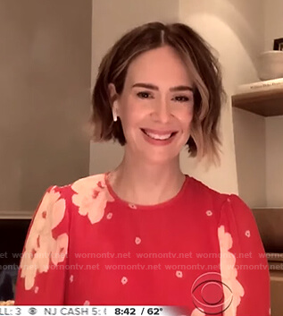 Sarah Paulson's red floral dress on CBS This Morning