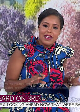 Sheinelle's blue floral ruffle dress on Today