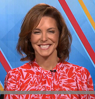 Stephanie Ruhle's pink and red printed blouse on Today