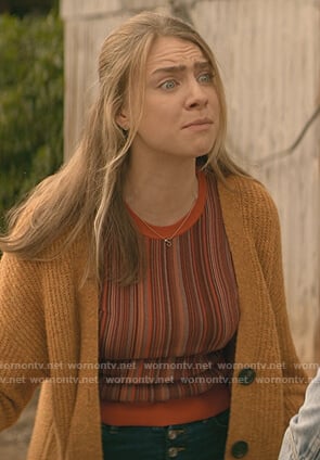 Sterling's red stripe tank top on Teenage Bounty Hunters