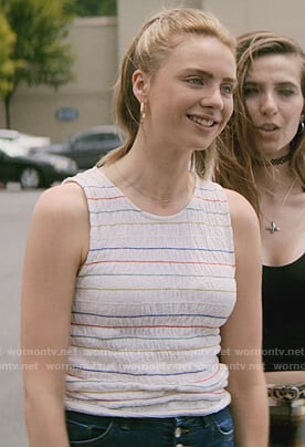 Sterling's white striped tank top on Teenage Bounty Hunters